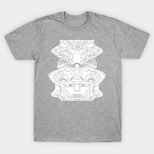 white zentangle olmec sentinel head ecopop T-Shirt